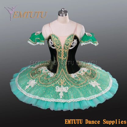 EM1189A EMTUTU Adult professional ballet tutu Green tutu pancake performance tutus ballet stage costume women girls