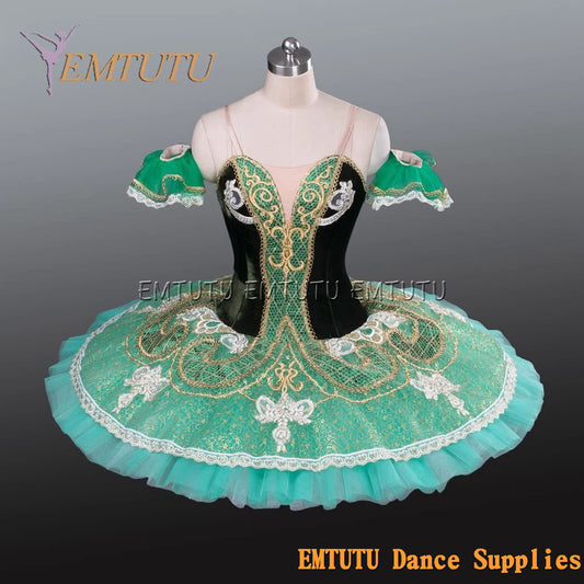 EM1189A EMTUTU Adult professional ballet tutu Green tutu pancake performance tutus ballet stage costume women girls