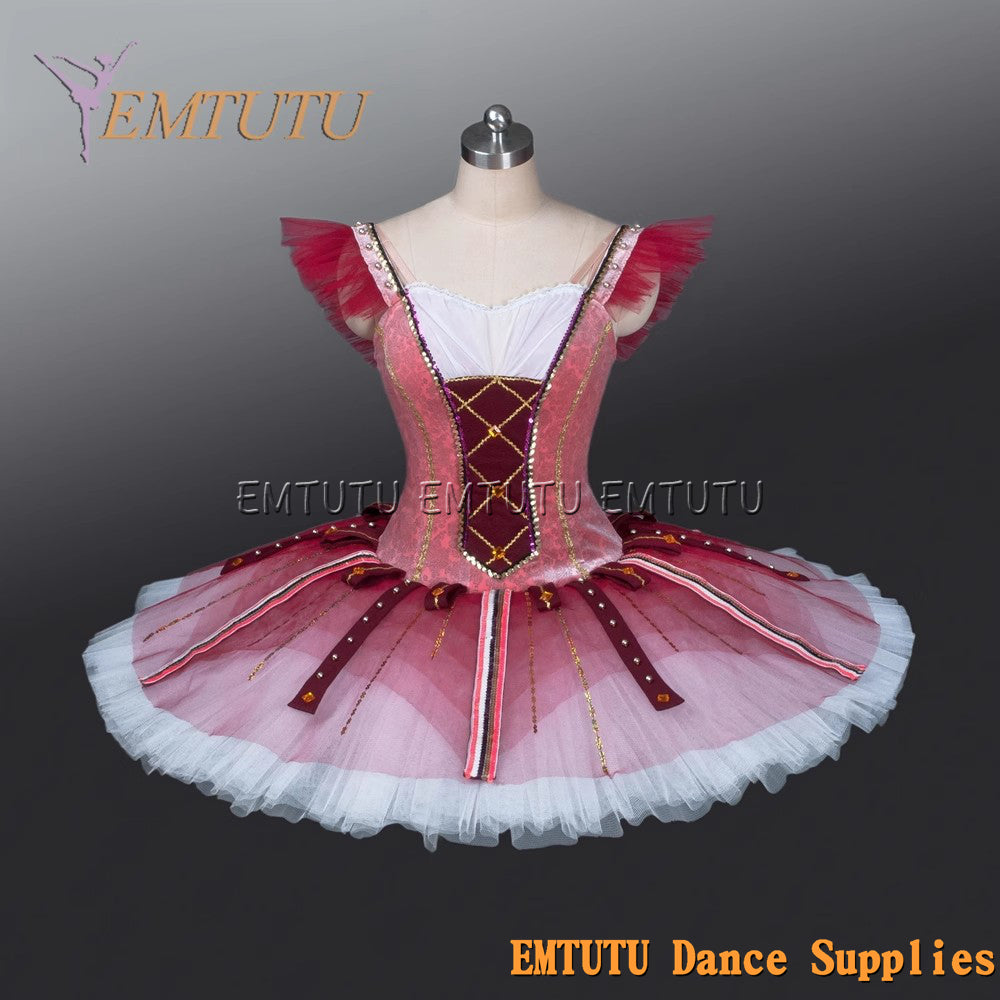 EM1228 EMTUTU Adult professional ballet tutu Red tutu pancake performance tutus ballet stage costume women girls