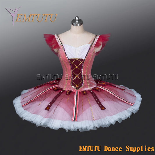 EM1228 EMTUTU Adult professional ballet tutu Red tutu pancake performance tutus ballet stage costume women girls