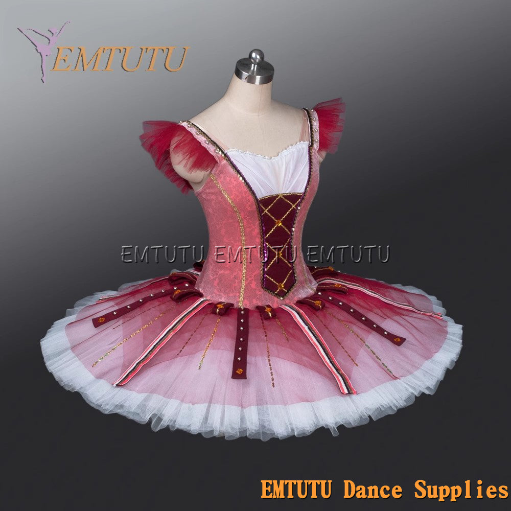EM1228 EMTUTU Adult professional ballet tutu Red tutu pancake performance tutus ballet stage costume women girls