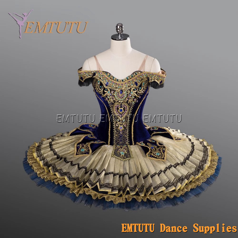 EM1245 EMTUTU Adult professional ballet tutu Gold and Black tutu pancake performance tutus ballet stage costume women girls