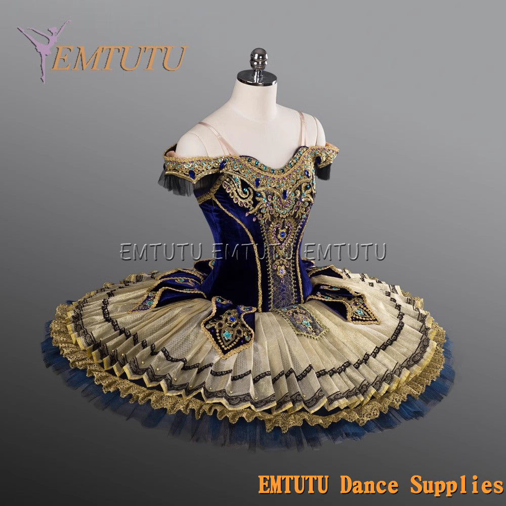 EM1245 EMTUTU Adult professional ballet tutu Gold and Black tutu pancake performance tutus ballet stage costume women girls