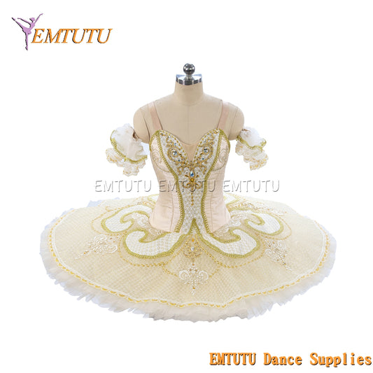 EM1189 EMTUTU Adult professional ballet tutu White and Gold tutu pancake performance tutus ballet stage costume women girls