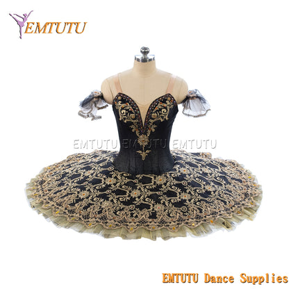 EM1215 EMTUTU Adult Professional Tutus Black Gold Professional ballet tutu Costume Ballerina Pancake tutu dress for women