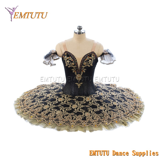 EM1215 EMTUTU Adult Professional Tutus Black Gold Professional ballet tutu Costume Ballerina Pancake tutu dress for women