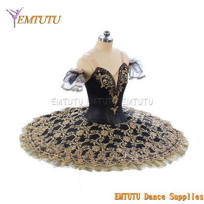 EM1215 EMTUTU Adult Professional Tutus Black Gold Professional ballet tutu Costume Ballerina Pancake tutu dress for women