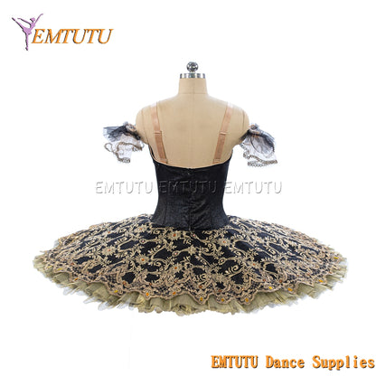 EM1215 EMTUTU Adult Professional Tutus Black Gold Professional ballet tutu Costume Ballerina Pancake tutu dress for women