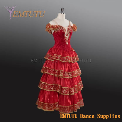 EM1244 EMTUTU Red Kitri Variation Spanish Style Stage Costume Romantic Tutu Ballet Dress for Girls