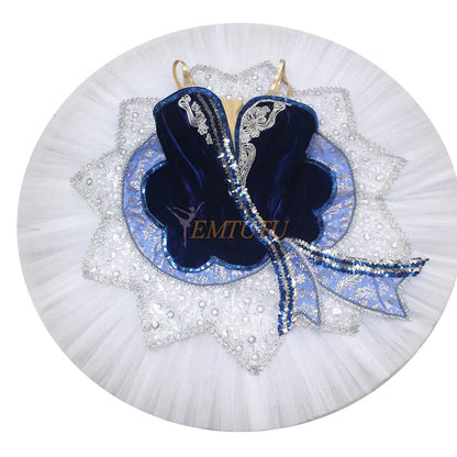 EM1276 EMTUTU Adult professional ballet tutu blue white Flames of Paris women ballet stage tutu costume performance pancake tutu