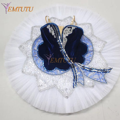 EM1276 EMTUTU Adult professional ballet tutu blue white Flames of Paris women ballet stage tutu costume performance pancake tutu