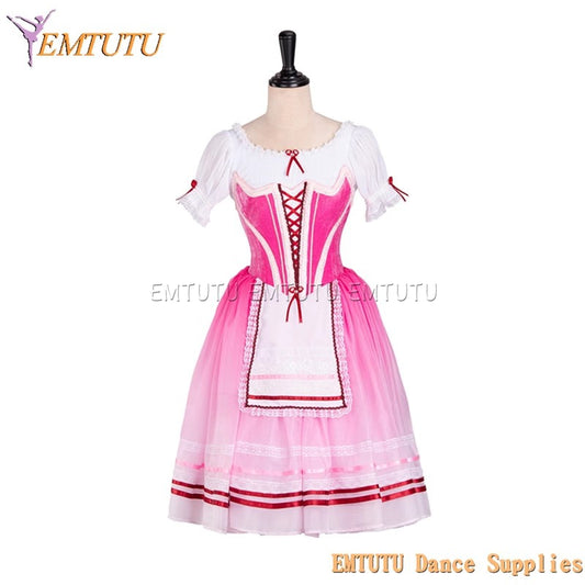 EM1301 EMTUTU Pink Degas Ballerina Professional Romantic Dress Tutu Coppelia Doll Peasant Costume Ballet