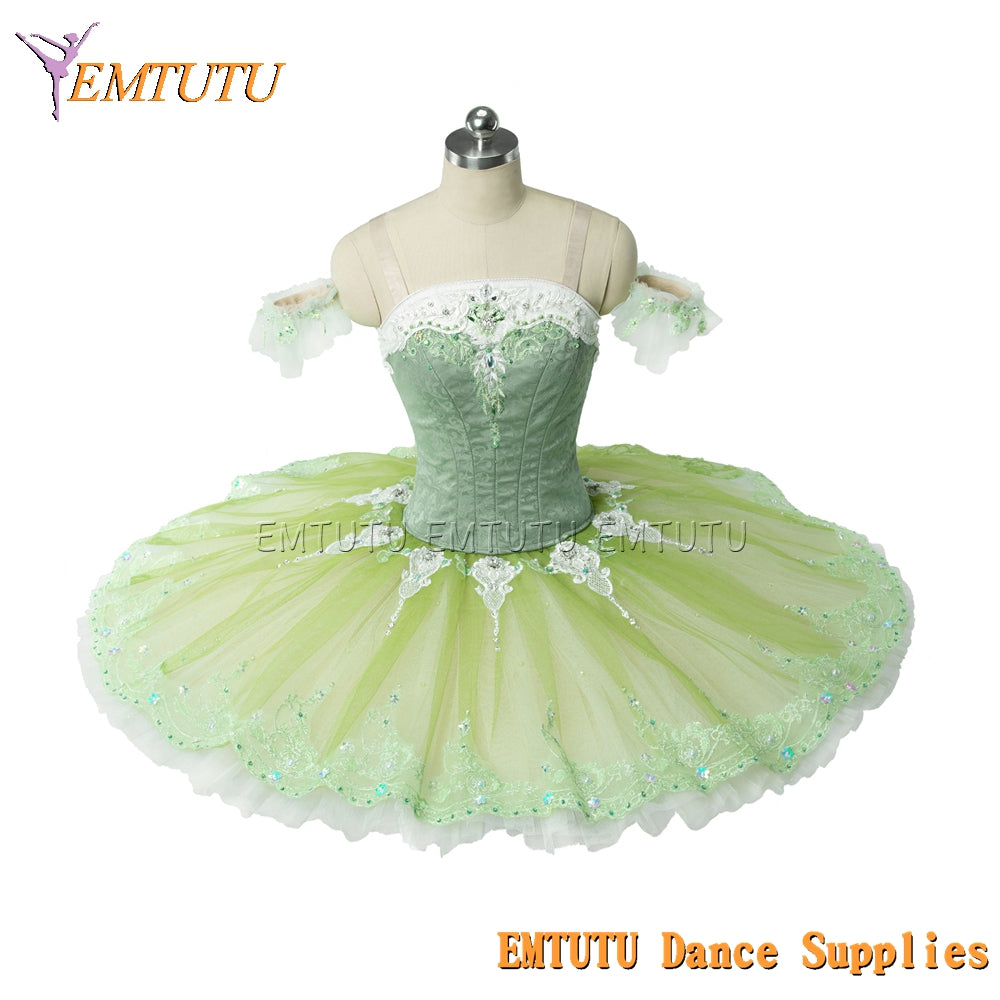 EM1436 EMTUTU Professional Ballet Tutu Costume Green Women Girls Custom Made Ballet Stage Pancake Tutus Dress
