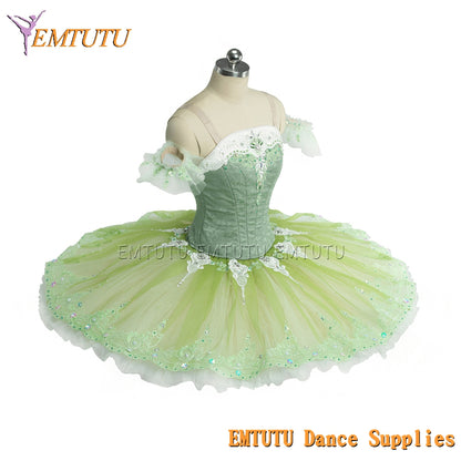 EM1436 EMTUTU Professional Ballet Tutu Costume Green Women Girls Custom Made Ballet Stage Pancake Tutus Dress