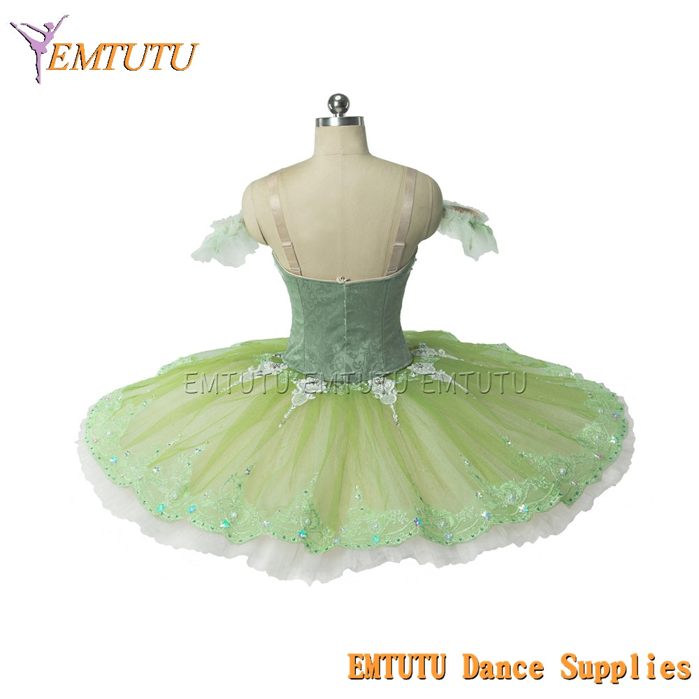 EM1436 EMTUTU Professional Ballet Tutu Costume Green Women Girls Custom Made Ballet Stage Pancake Tutus Dress