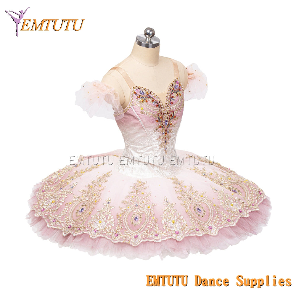 EM1467 EMTUTU Women Girls Professional Ballet Tutu Pink Ballet Pancake Tutu Performance Classical Ballet Tutu