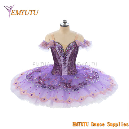 EM1472 EMTUTU Women Girls White Professional Ballet Tutu Gold Ballet Pancake Tutu Performance Classical Ballet Tutu