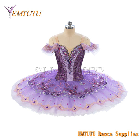 EM1472 EMTUTU Women Girls White Professional Ballet Tutu Gold Ballet Pancake Tutu Performance Classical Ballet Tutu
