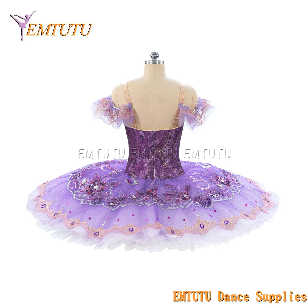 EM1472 EMTUTU Women Girls White Professional Ballet Tutu Gold Ballet Pancake Tutu Performance Classical Ballet Tutu