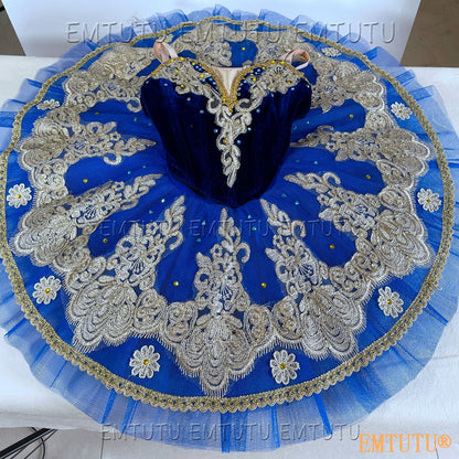 EMKB0100 EMTUTU Professional Ballet Tutu Costume Blue Women Girls Custom Made Ballet Stage Pancake Tutus Dress