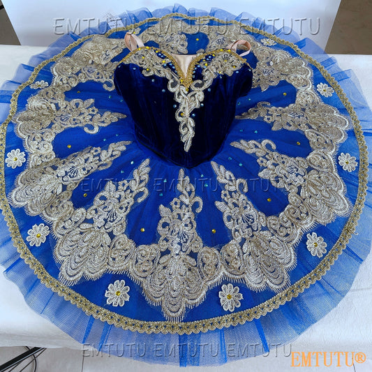 EMKB0100 EMTUTU Professional Ballet Tutu Costume Blue Women Girls Custom Made Ballet Stage Pancake Tutus Dress