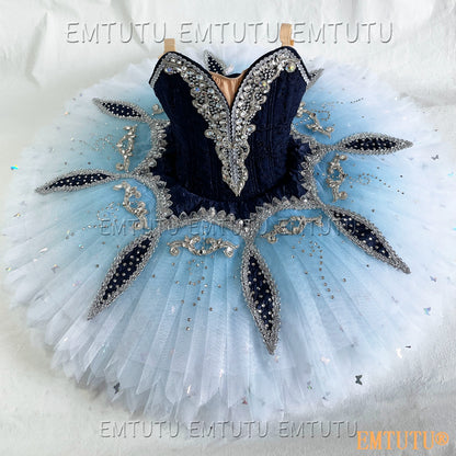 EMKB0101 EMTUTU Professional Ballet Tutu Costume Blue Black Women Girls Custom Made Ballet Stage Pancake Tutus Dress