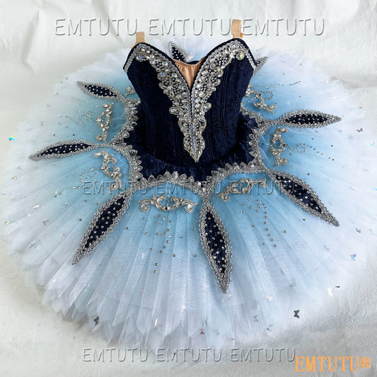 EMKB0101 EMTUTU Professional Ballet Tutu Costume Blue Black Women Girls Custom Made Ballet Stage Pancake Tutus Dress