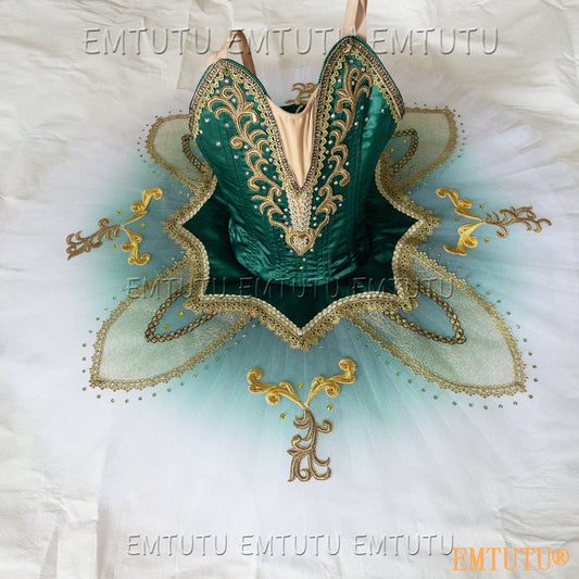 EMKB0102 EMTUTU Professional Ballet Tutu Costume Green Women Girls Custom Made Ballet Stage Pancake Tutus Dress