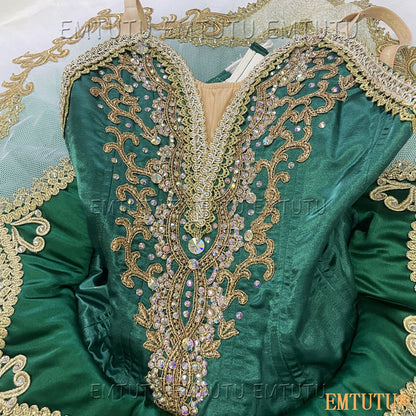 EMKB0103 EMTUTU Professional Ballet Tutu Costume Green Women Girls Custom Made Ballet Stage Pancake Tutus Dress