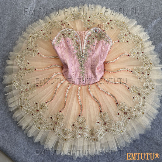 EMKB0104 EMTUTU Professional Ballet Tutu Costume Yellow Women Girls Custom Made Ballet Stage Pancake Tutus Dress