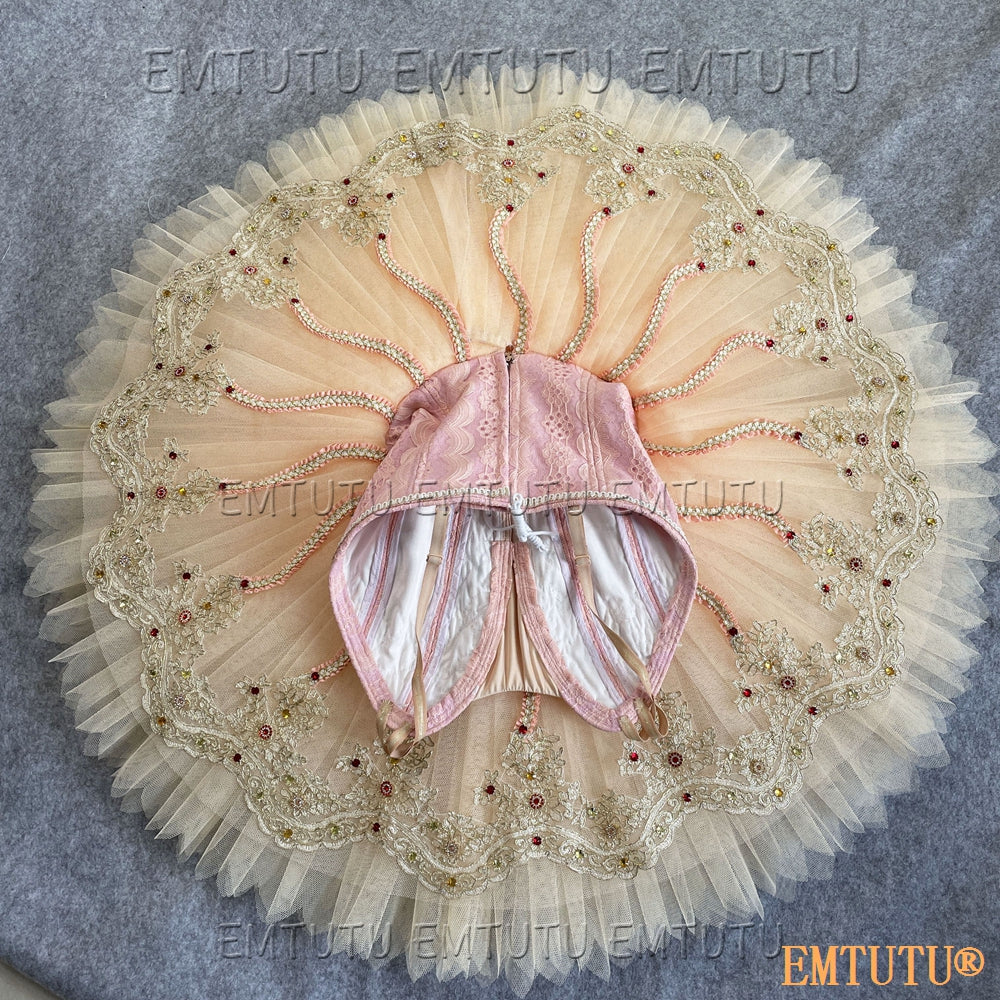 EMKB0104 EMTUTU Professional Ballet Tutu Costume Yellow Women Girls Custom Made Ballet Stage Pancake Tutus Dress