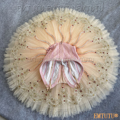 EMKB0104 EMTUTU Professional Ballet Tutu Costume Yellow Women Girls Custom Made Ballet Stage Pancake Tutus Dress