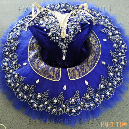 EMKB0105 EMTUTU Professional Ballet Tutu Costume Blue Women Girls Custom Made Ballet Stage Pancake Tutus Dress