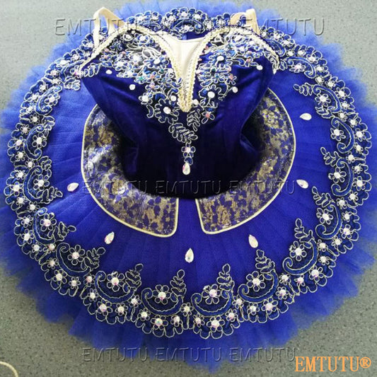 EMKB0105 EMTUTU Professional Ballet Tutu Costume Blue Women Girls Custom Made Ballet Stage Pancake Tutus Dress