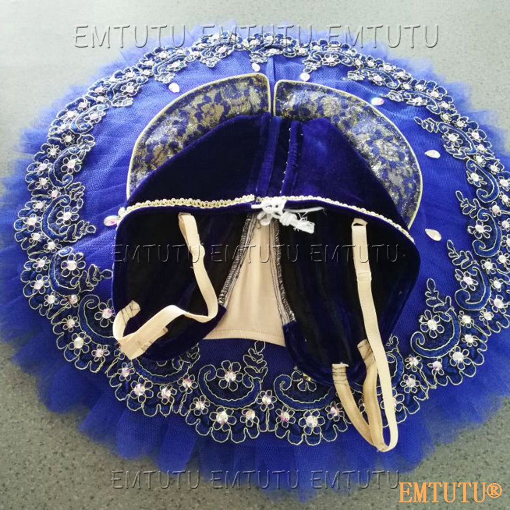 EMKB0105 EMTUTU Professional Ballet Tutu Costume Blue Women Girls Custom Made Ballet Stage Pancake Tutus Dress