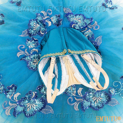 EMKB0107 EMTUTU Professional Ballet Tutu Costume Blue Women Girls Custom Made Ballet Stage Pancake Tutus Dress