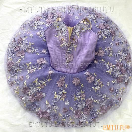EMKB0108 EMTUTU Professional Ballet Tutu Costume Purple Women Girls Custom Made Ballet Stage Pancake Tutus Dress
