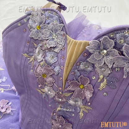 EMKB0108 EMTUTU Professional Ballet Tutu Costume Purple Women Girls Custom Made Ballet Stage Pancake Tutus Dress
