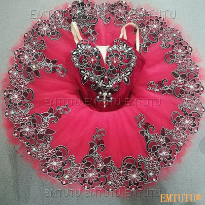 EMKB0112 EMTUTU Professional Ballet Tutu Costume Red Women Girls Custom Made Ballet Stage Pancake Tutus Dress