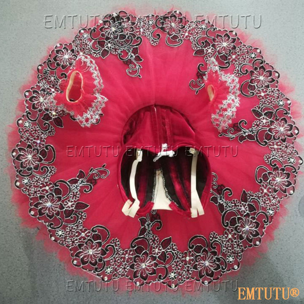 EMKB0112 EMTUTU Professional Ballet Tutu Costume Red Women Girls Custom Made Ballet Stage Pancake Tutus Dress