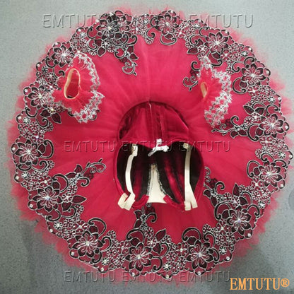EMKB0112 EMTUTU Professional Ballet Tutu Costume Red Women Girls Custom Made Ballet Stage Pancake Tutus Dress