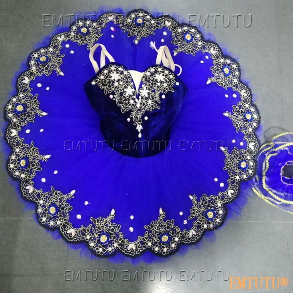 EMKB0113 EMTUTU Professional Ballet Tutu Costume Blue Women Girls Custom Made Ballet Stage Pancake Tutus Dress