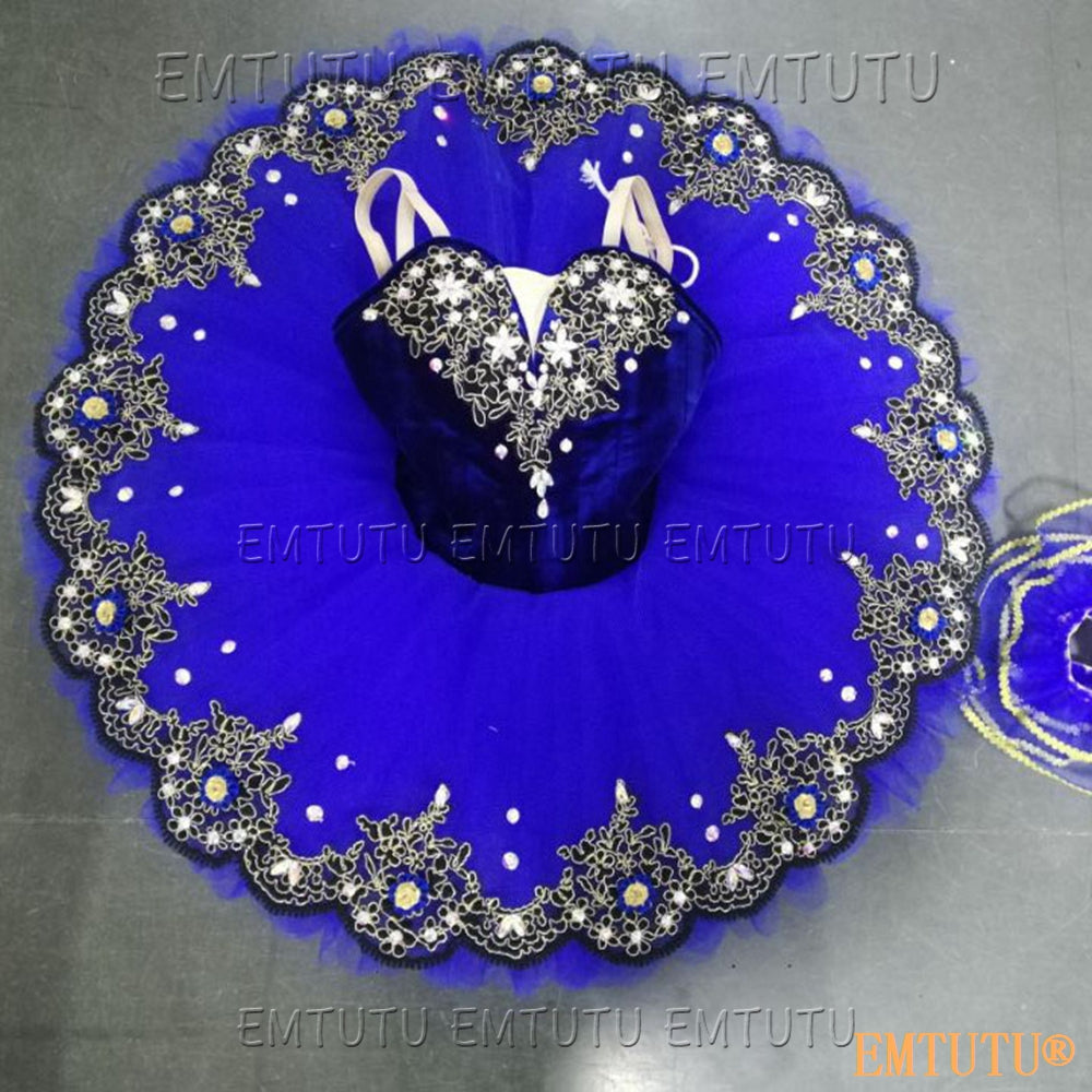 EMKB0113 EMTUTU Professional Ballet Tutu Costume Blue Women Girls Custom Made Ballet Stage Pancake Tutus Dress