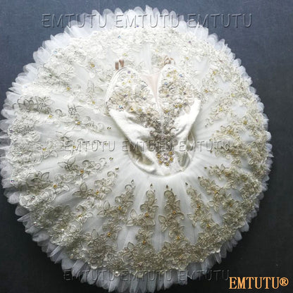 EMKB0114 EMTUTU Professional Ballet Tutu Costume White Women Girls Custom Made Ballet Stage Pancake Tutus Dress