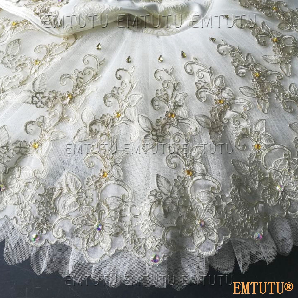 EMKB0114 EMTUTU Professional Ballet Tutu Costume White Women Girls Custom Made Ballet Stage Pancake Tutus Dress