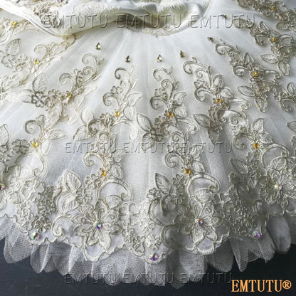 EMKB0114 EMTUTU Professional Ballet Tutu Costume White Women Girls Custom Made Ballet Stage Pancake Tutus Dress