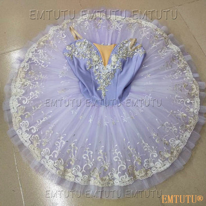 EMKB0116 EMTUTU Professional Ballet Tutu Costume Purple Women Girls Custom Made Ballet Stage Pancake Tutus Dress