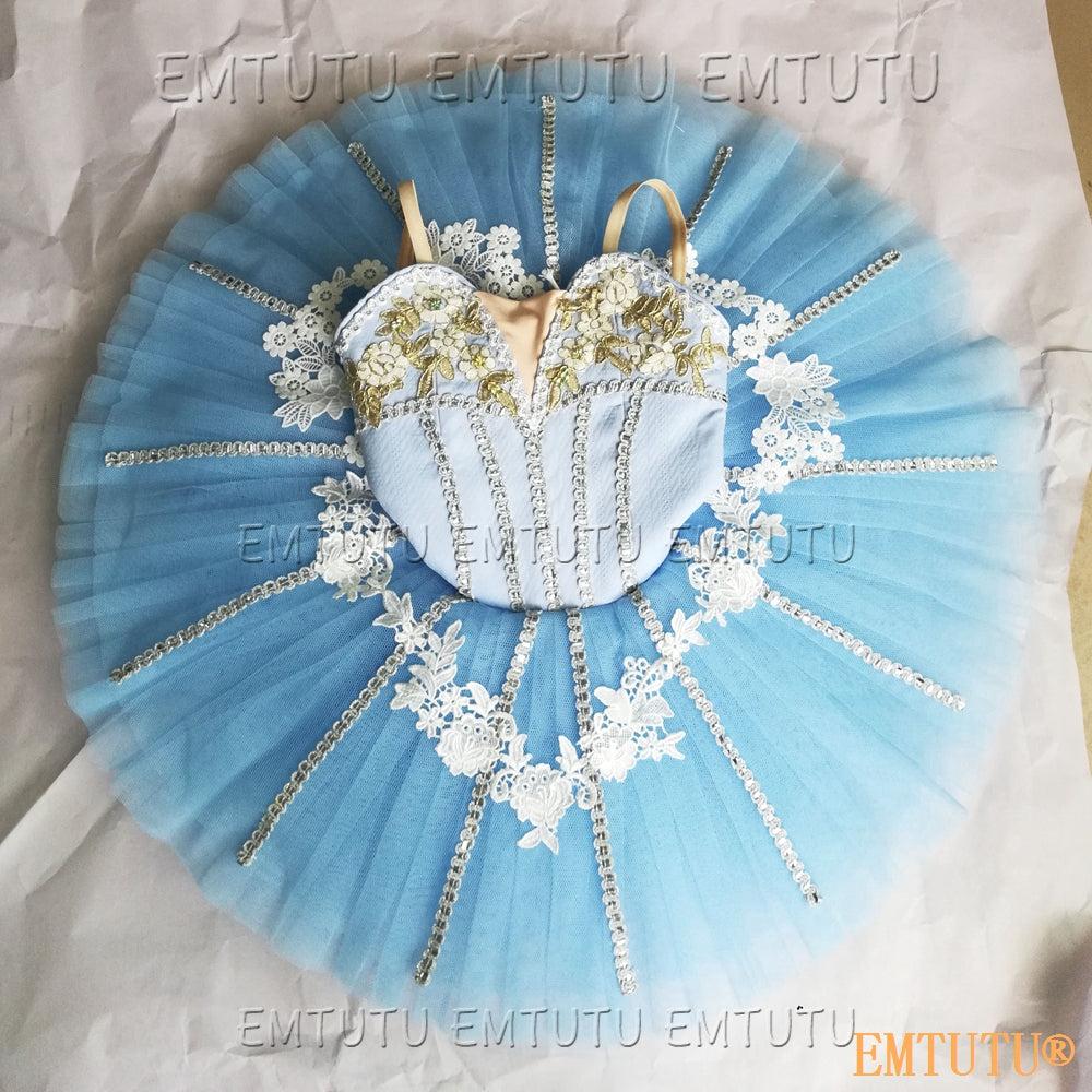 EMKB0117 EMTUTU Professional Ballet Tutu Costume Blue Women Girls Custom Made Ballet Stage Pancake Tutus Dress