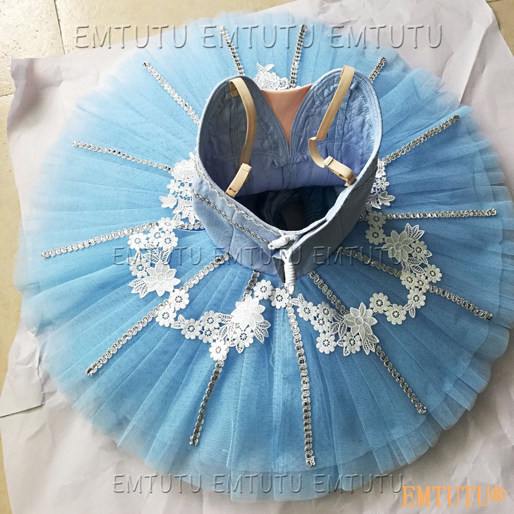 EMKB0117 EMTUTU Professional Ballet Tutu Costume Blue Women Girls Custom Made Ballet Stage Pancake Tutus Dress