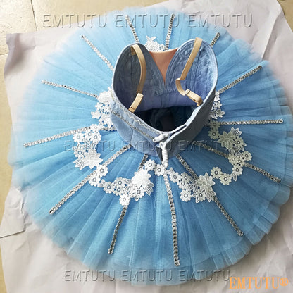 EMKB0117 EMTUTU Professional Ballet Tutu Costume Blue Women Girls Custom Made Ballet Stage Pancake Tutus Dress